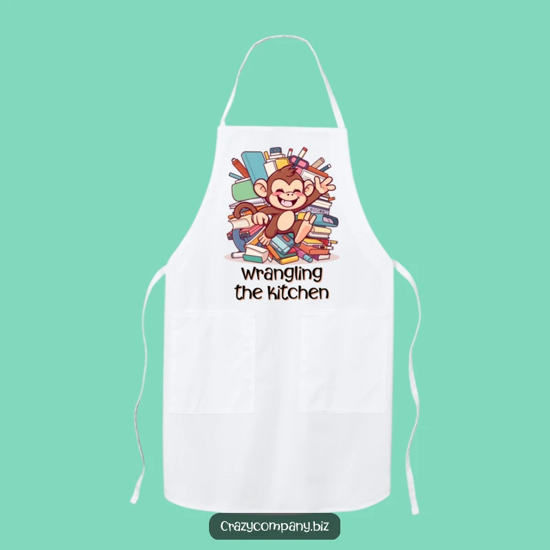 Funny Monkey Office Apron: Kitchen Chaos, Mischievous Decor, Perfect Gift