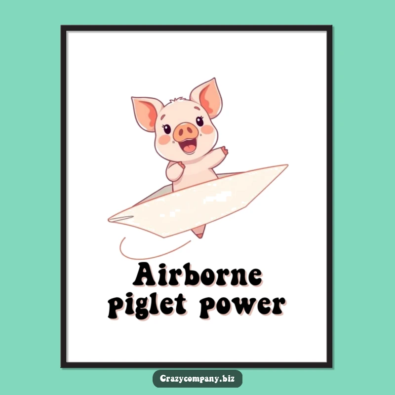 Funny Piglet Paper Airplane Digital Art - Instant Joyful Decor