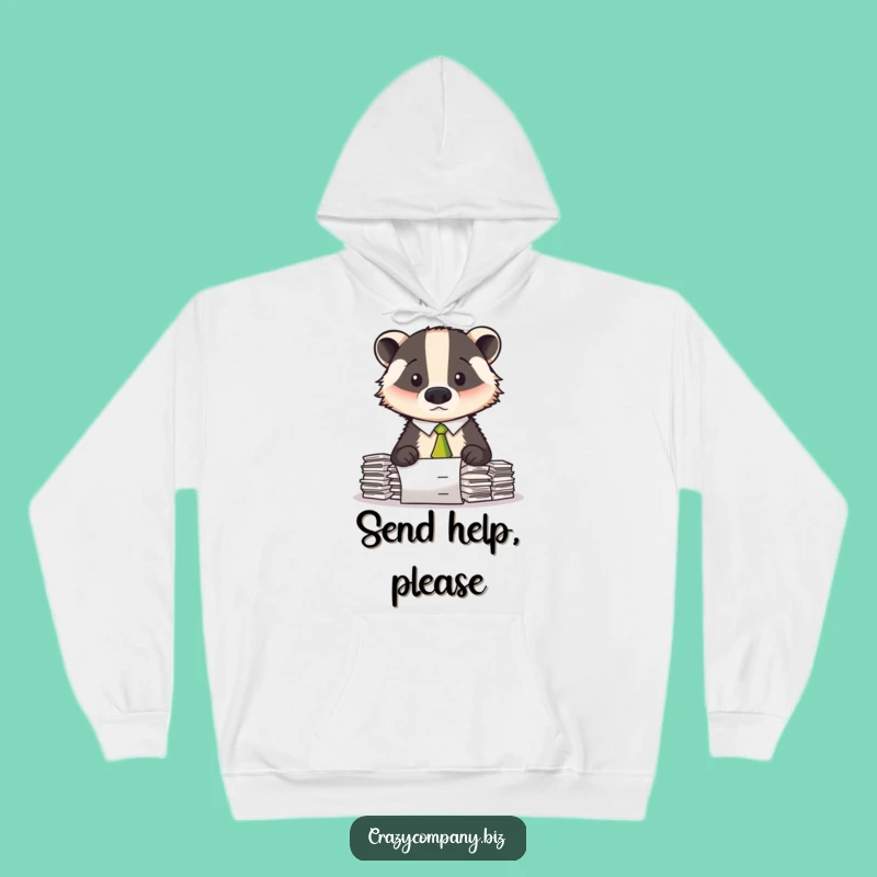 Funny Confused Badger Hoodie - Cozy Up with Office Drama