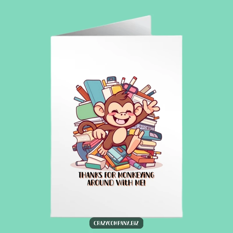 Free Printable Monkey Office Thank You Card: Funny Downloadable Gift for Office Help
