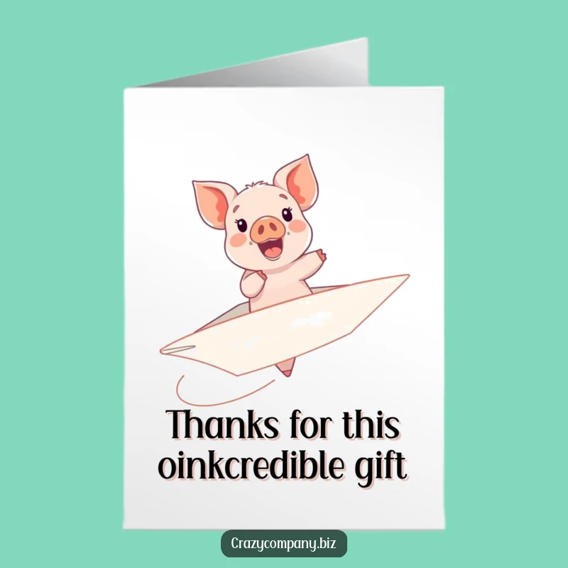 Free Printable Thank You Card: Piglet Airplane Ride, Grateful Downloadable Gift Message