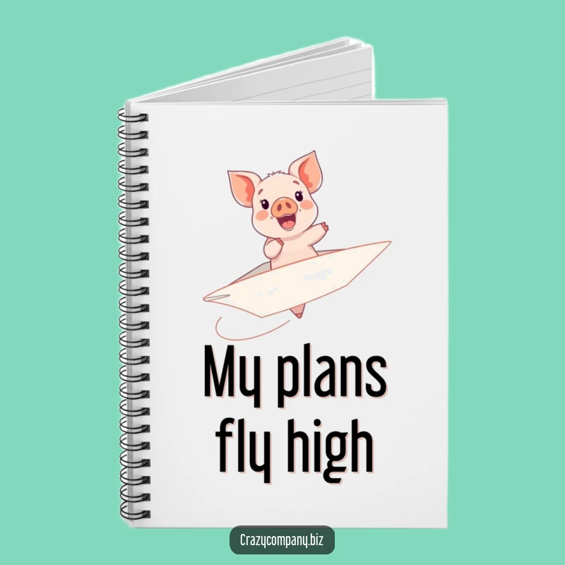 Funny Piglet Paper Airplane Notebook - Dream Big, Write On