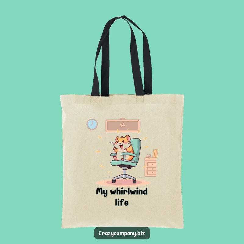 Funny Hamster Office Tote Bag: Carry the Spin, Frantic Design, Stylish Satchel